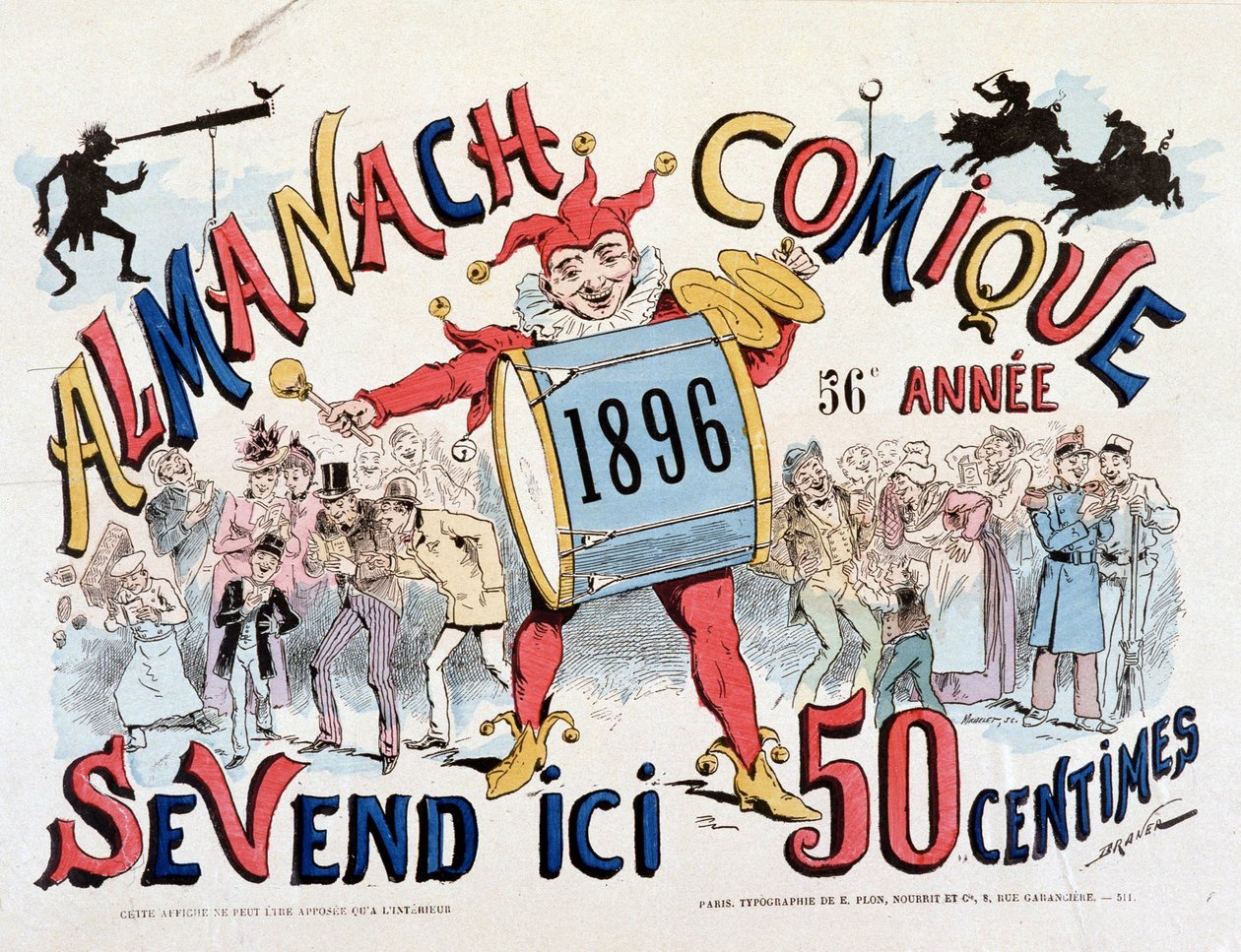 Un clown avec un tambour et des cymbales - Dessin par Draner (Jules Georges Renard) - Renard Jules Draner