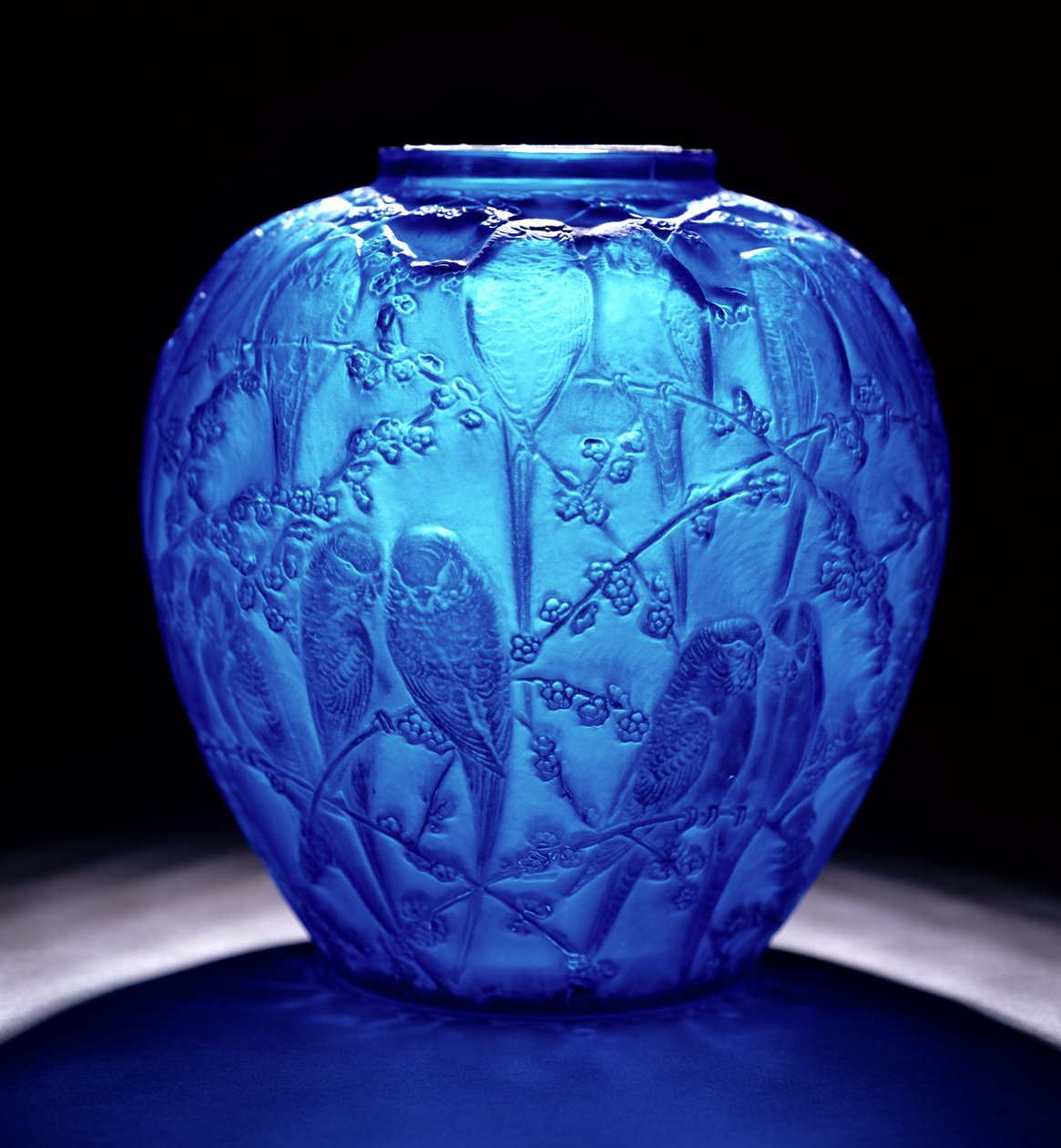 Vase Perruches Electric Blue - Rene Jules Lalique
