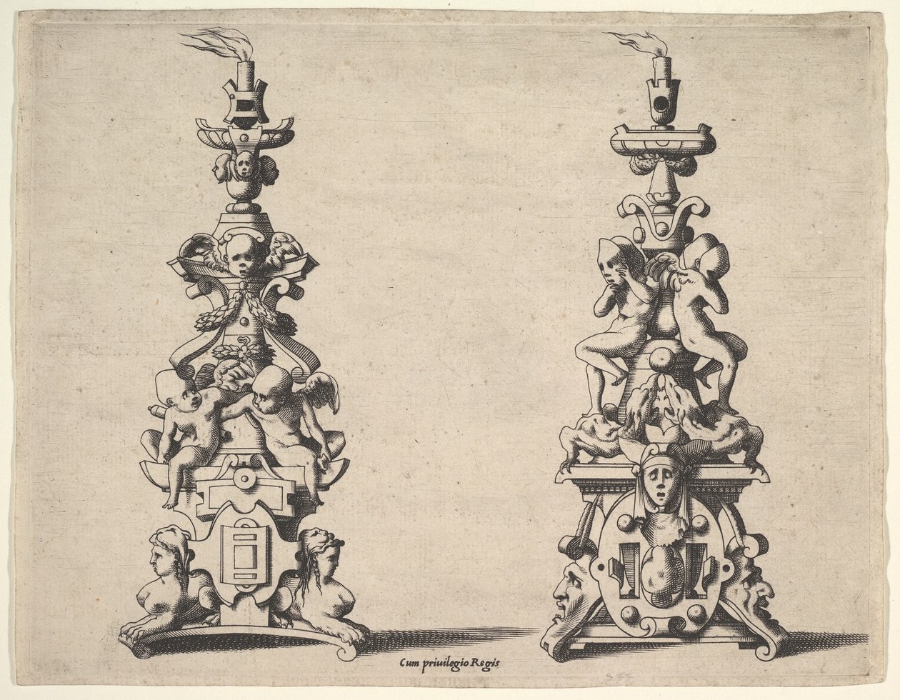 Deux designs de chandeliers, vers 1550-60 - Rene Boyvin