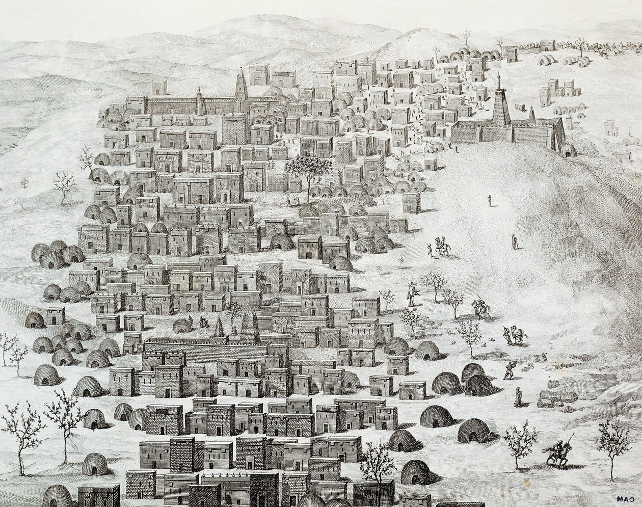 Vue de la ville de Tombouctou, Mali, gravure tirée de Voyages à travers l