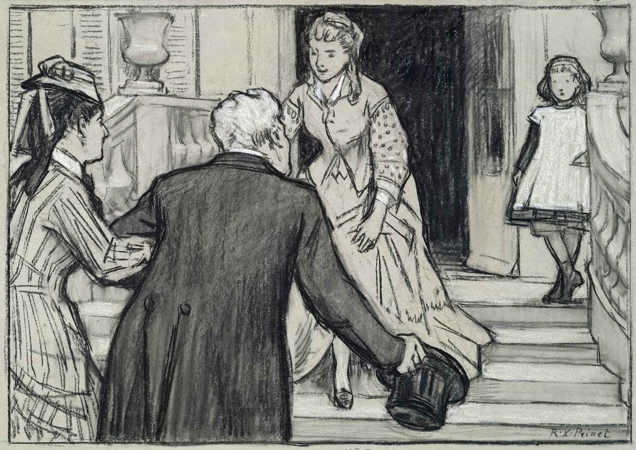 La visite, illustration de La Jeune Fille Bien Élevée par René Boylesve - René François Xavier Prinet