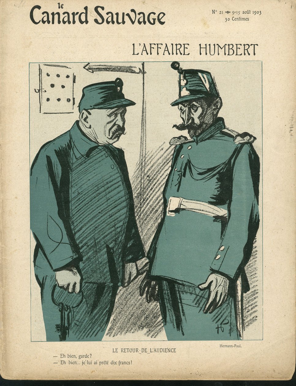 Illustration de Hermann-Paul (1864-1940) pour la couverture de Le Canard Sauvage, No. 21 - Rene George Hermann Paul