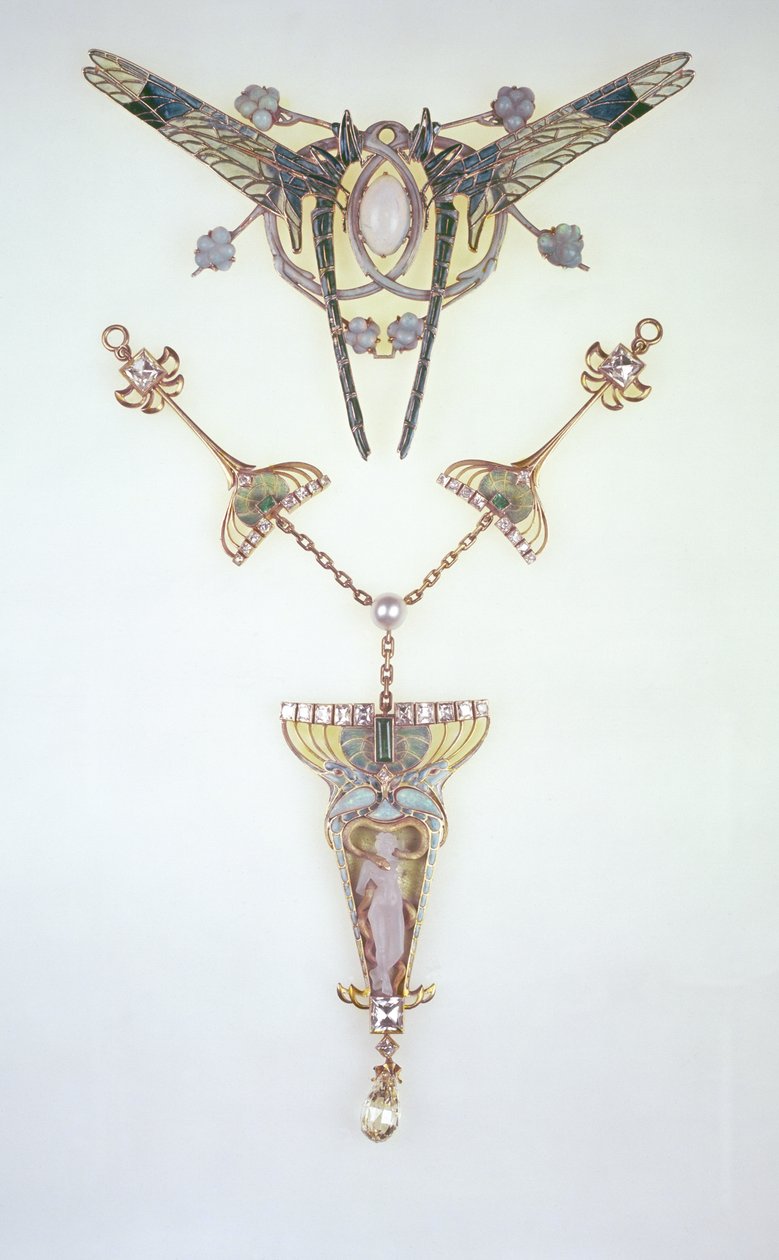 Ornement de cheveux par Lalique et pendentif par Philippe Wolfers - Rene Jules Lalique