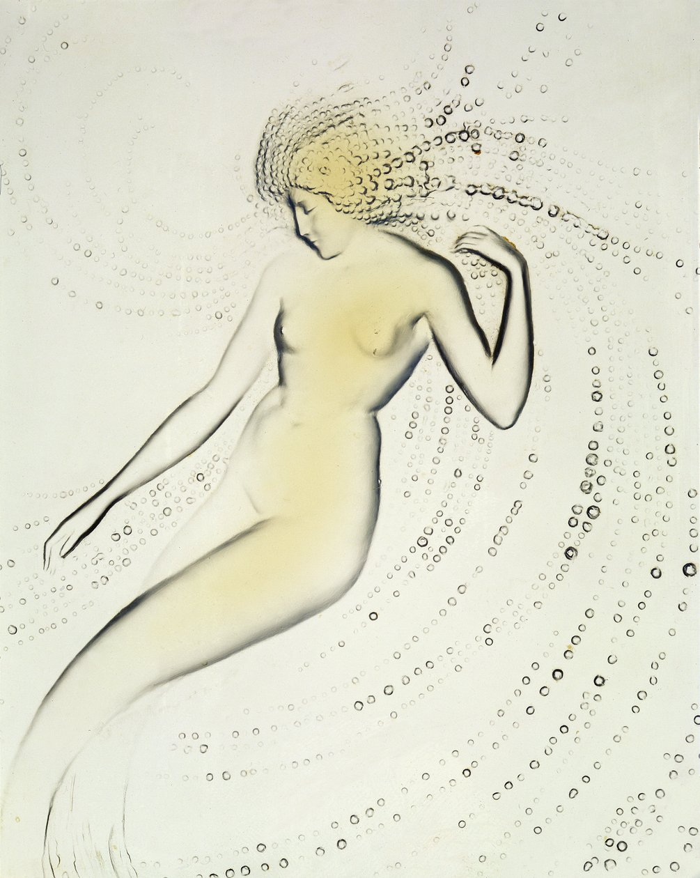 Trepied Sirene, plat opalescent montrant un détail d