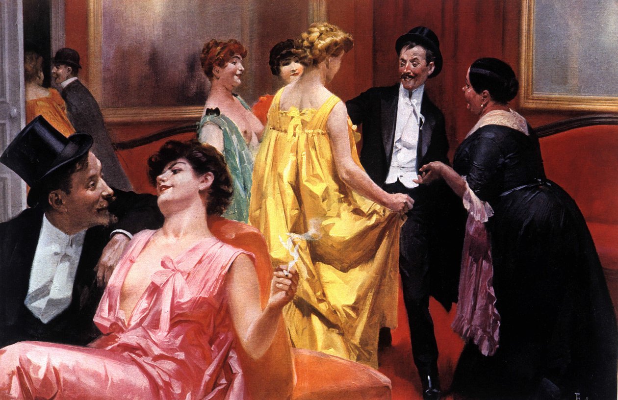 La présentation. Maison parisienne au début du 20ème siècle. Illustration de René Lelong (1871-1933) - Rene Lelong