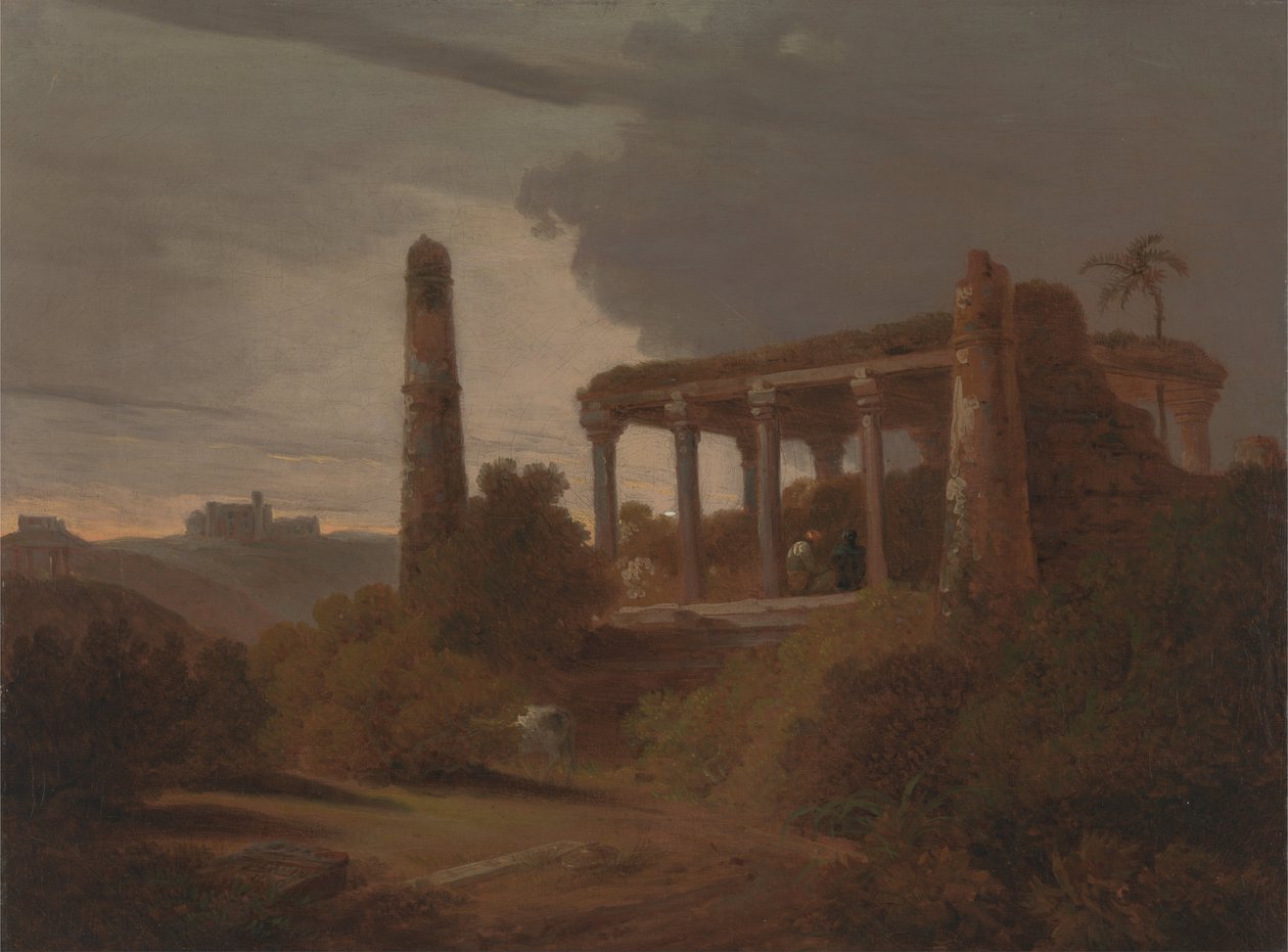 Paysage indien avec ruines de temple - Rev. Edward Thomas Daniell