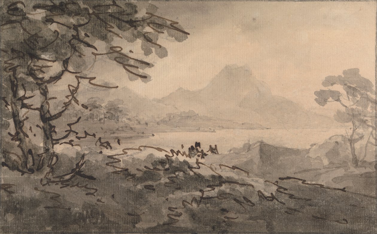 Un lac avec des montagnes au loin - Rev. William Gilpin