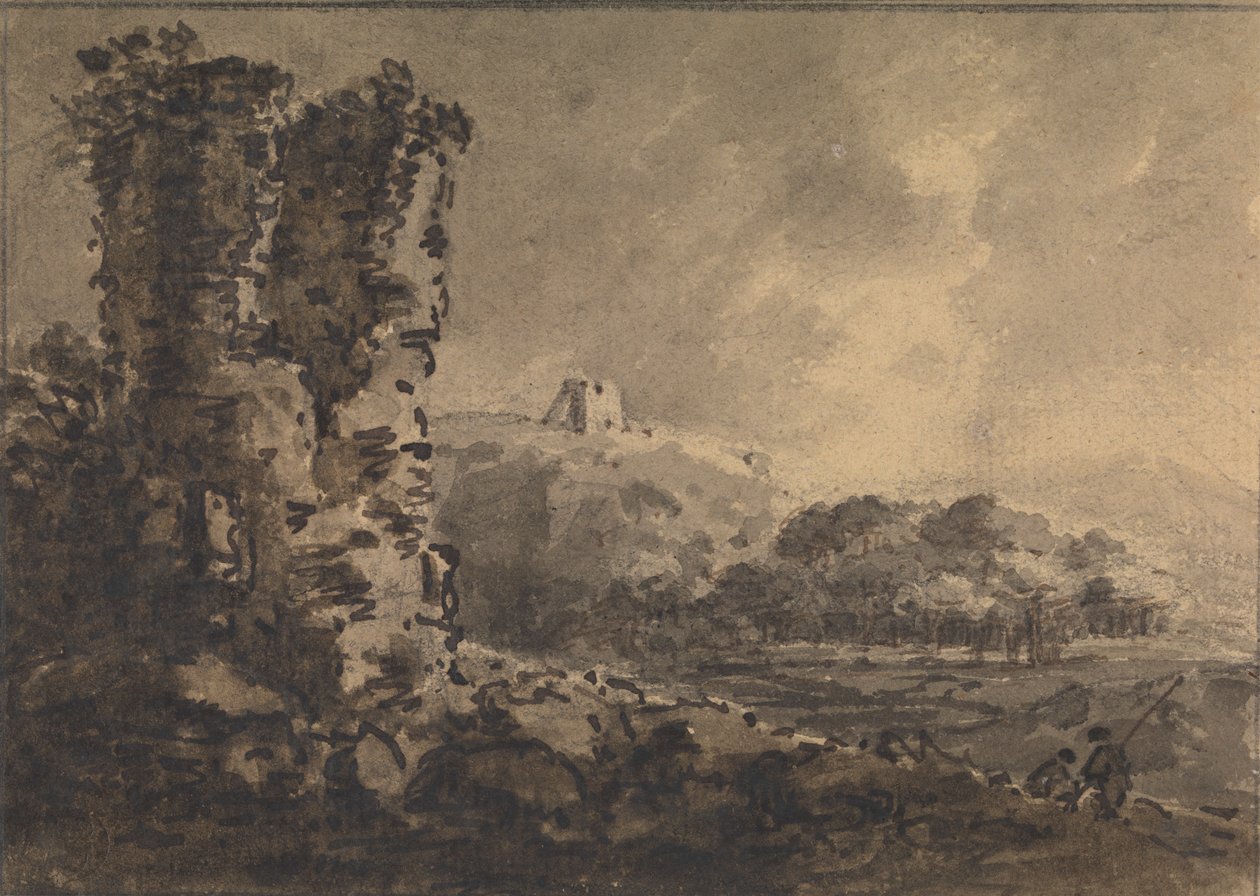 Paysage classique avec ruine à gauche, deux figures à droite - Rev. William Gilpin