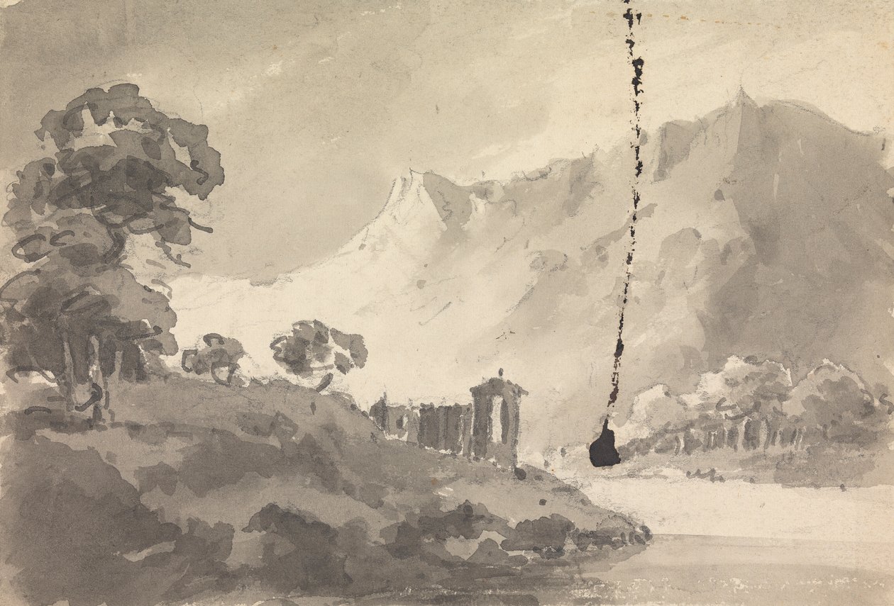 Paysage avec château, rivière et montagne - Rev. William Gilpin