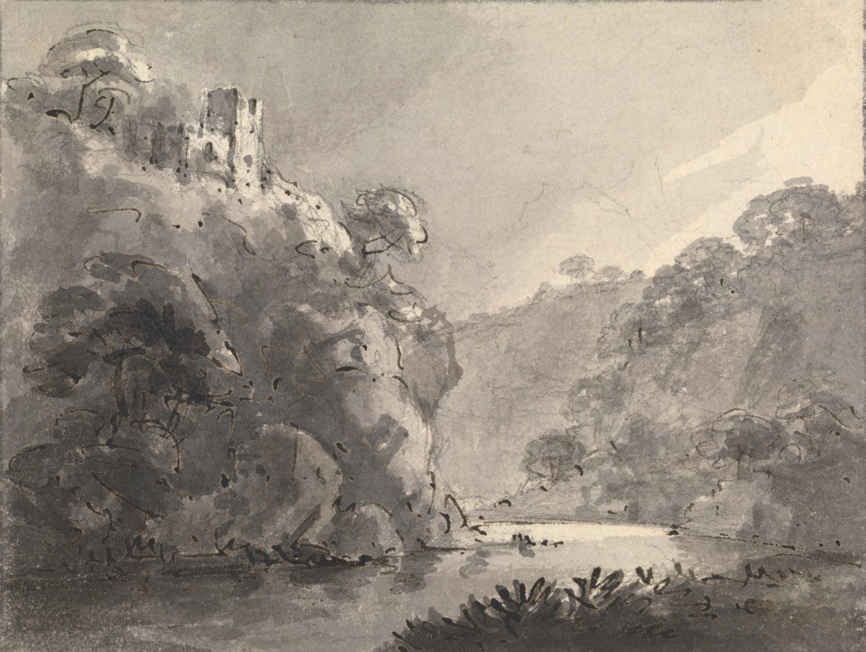 Paysage avec château sur une colline à gauche - Rev. William Gilpin