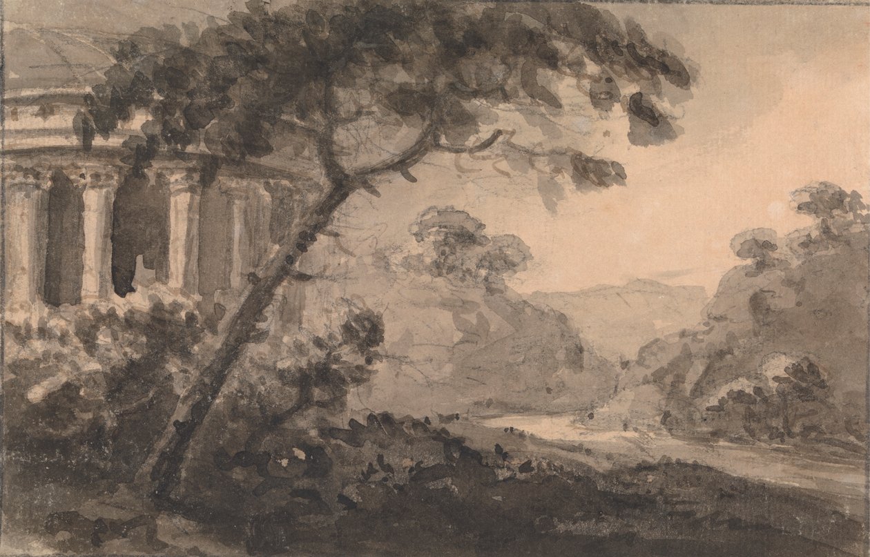 Paysage avec bâtiment classique à gauche - Rev. William Gilpin