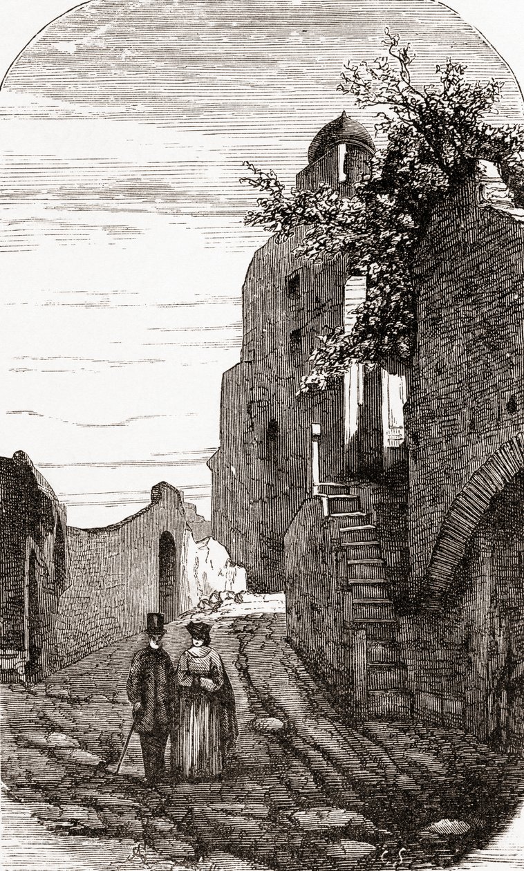 Clivus Victoria sur la colline du Palatin, Rome, Italie à la fin du XIXe siècle. Tiré de 