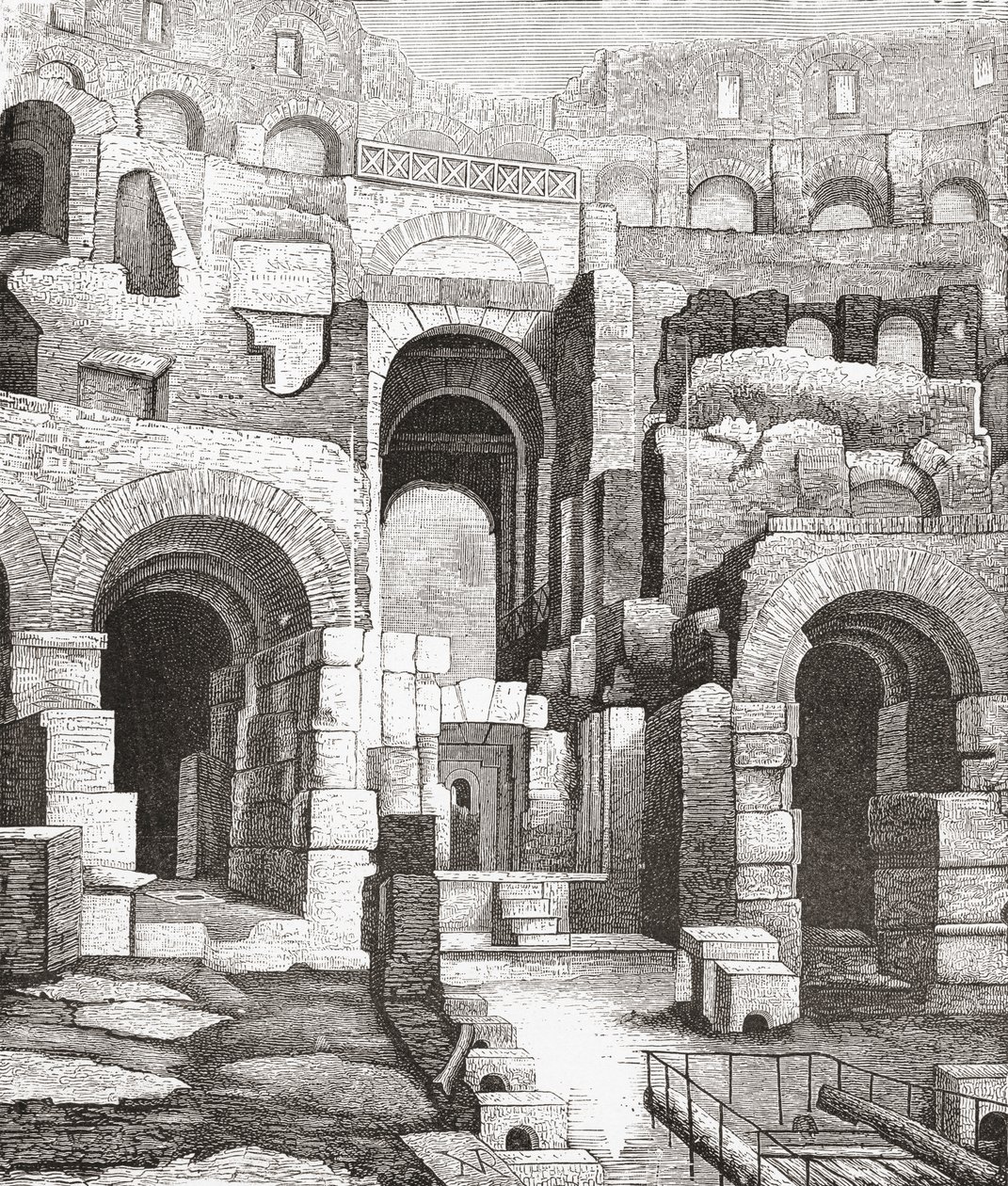 Intérieur du Colisée, Rome, Italie depuis les fouilles de 1874. De Italian Pictures par le Rév. Samuel Manning, publié vers 1890. - Reverend Samuel Manning