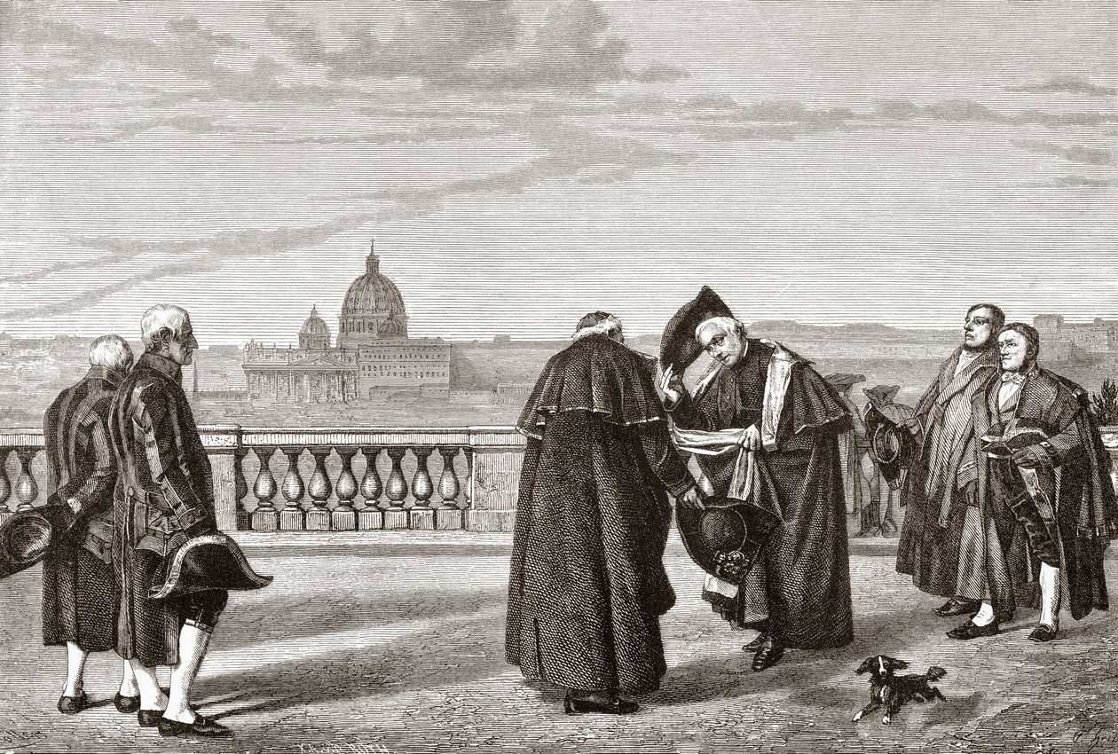 Sur la colline du Pincio, Rome, Italie, avec Saint-Pierre en arrière-plan à la fin du XIXe siècle. Tiré de 