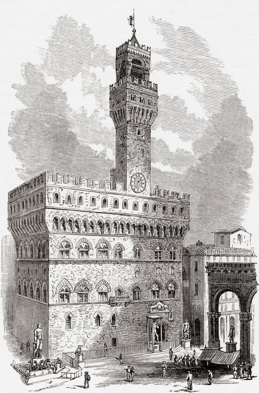 Le Palazzo Vecchio, Florence, Toscane, Italie à la fin du 19ème siècle. De Italian Pictures par le Rév. Samuel Manning, publié vers 1890 - Reverend Samuel Manning
