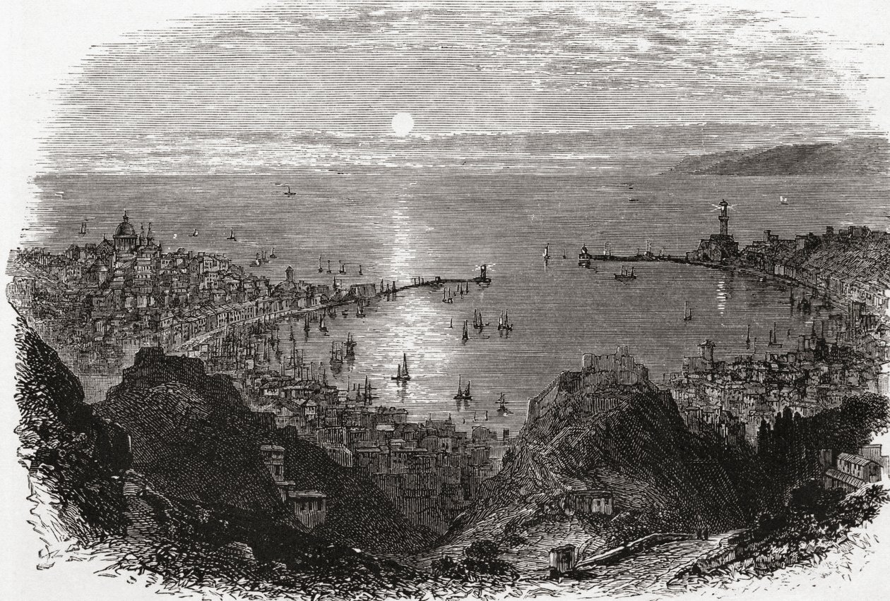 Vue de Gênes, Italie du Nord à la fin du XIXe siècle. De 