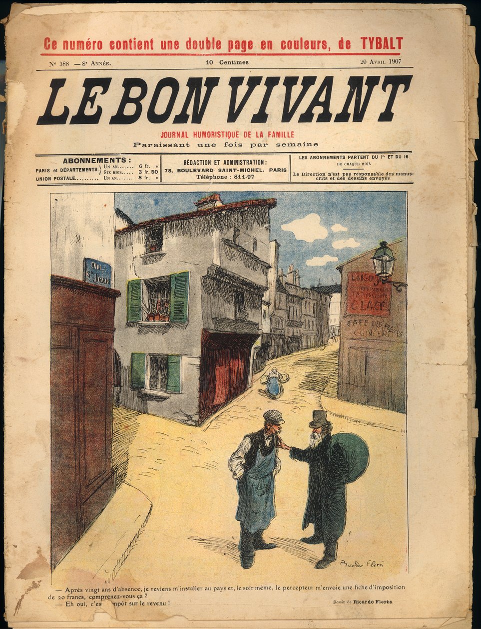 Couverture du journal "Le Bon Vivant", N° 388, 20 avril 1907 - Ricardo Flores