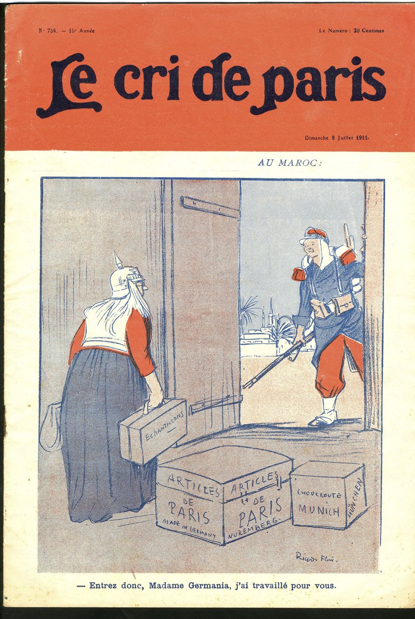 Illustration de Ricardo Flores (1878-1918) pour la couverture de Le Cri de Paris, 09/07/11 - "Entrez donc chère madame, j