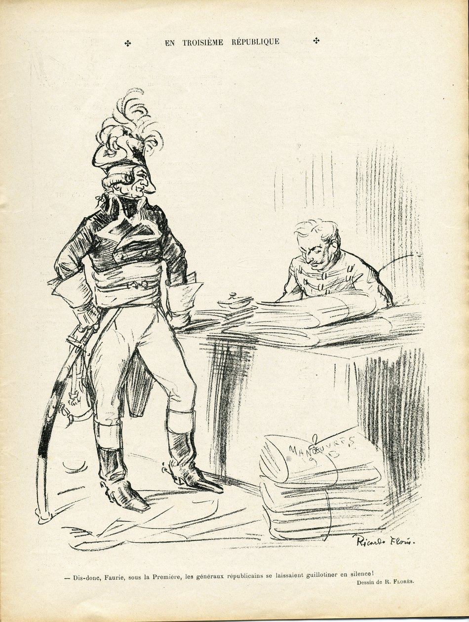 Illustration de Ricardo Flores (1878-1918) dans Le Lire, 29/11/13 - Dans la Troisième République - Ière République - Général Généraux, Baptiste Faurie (1853-1938) - Ricardo Flores
