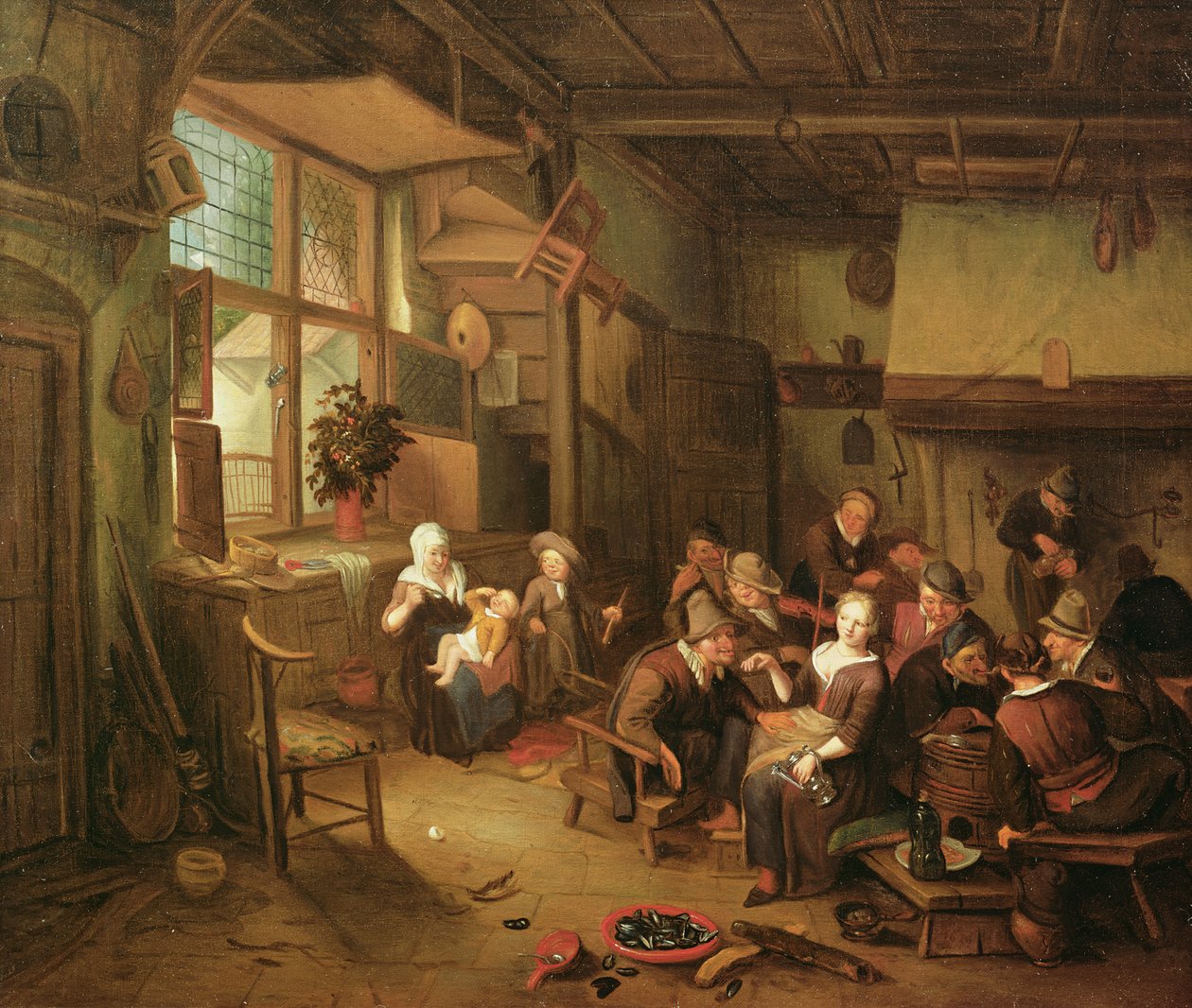 Intérieur avec des paysans buvant - Richard Brakenburgh