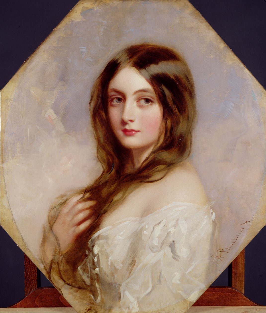 Une étude - une jeune fille en robe blanche - Richard Buckner