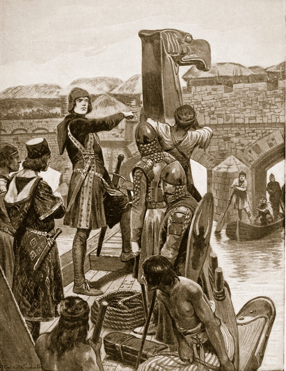 Le Comte Godwin navigue sous le Pont de Londres en 1052, pour rejoindre son fils Harold avec 9 navires d