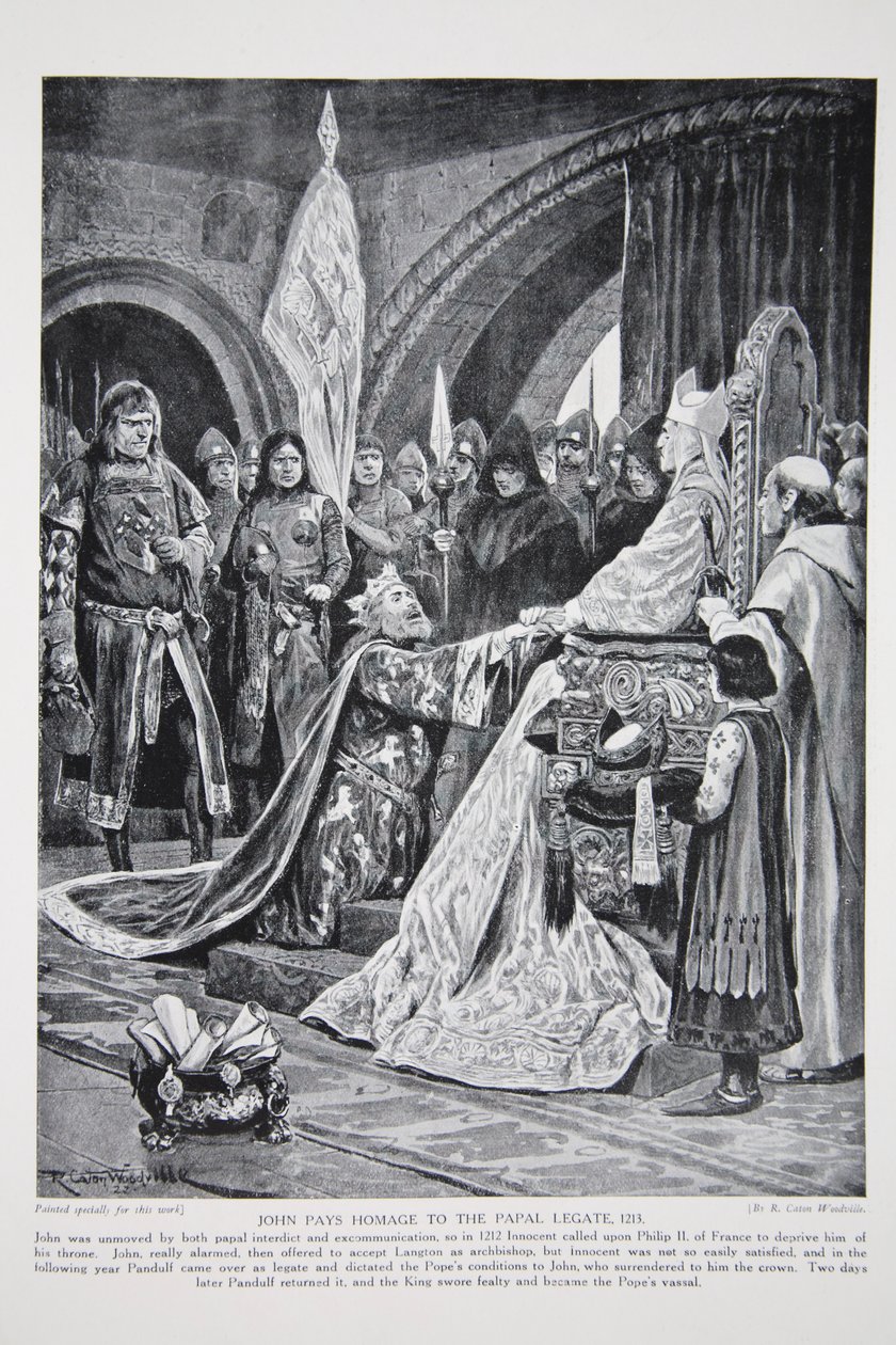 Jean rend hommage au légat papal, 1213, illustration de 