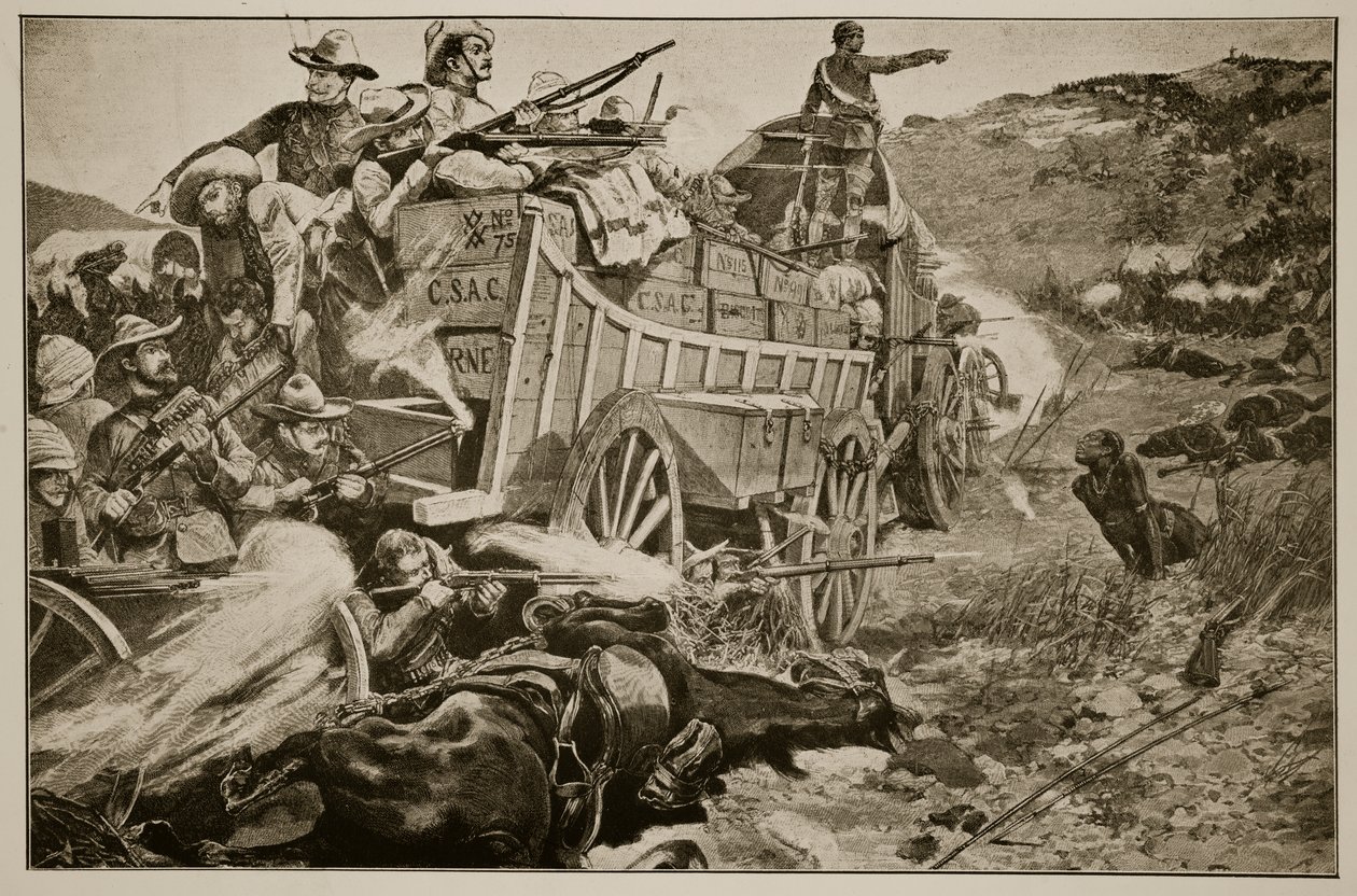 La guerre des Matabele : Défendre un laager - Richard Caton Woodville junior