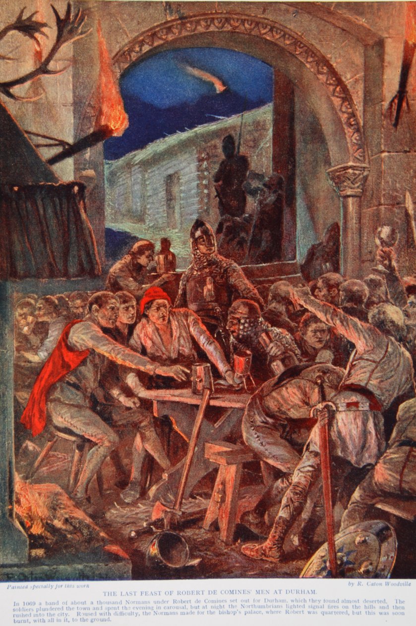 Le dernier festin des hommes de Robert de Comines à Durham, 1069, illustration de Hutchinson