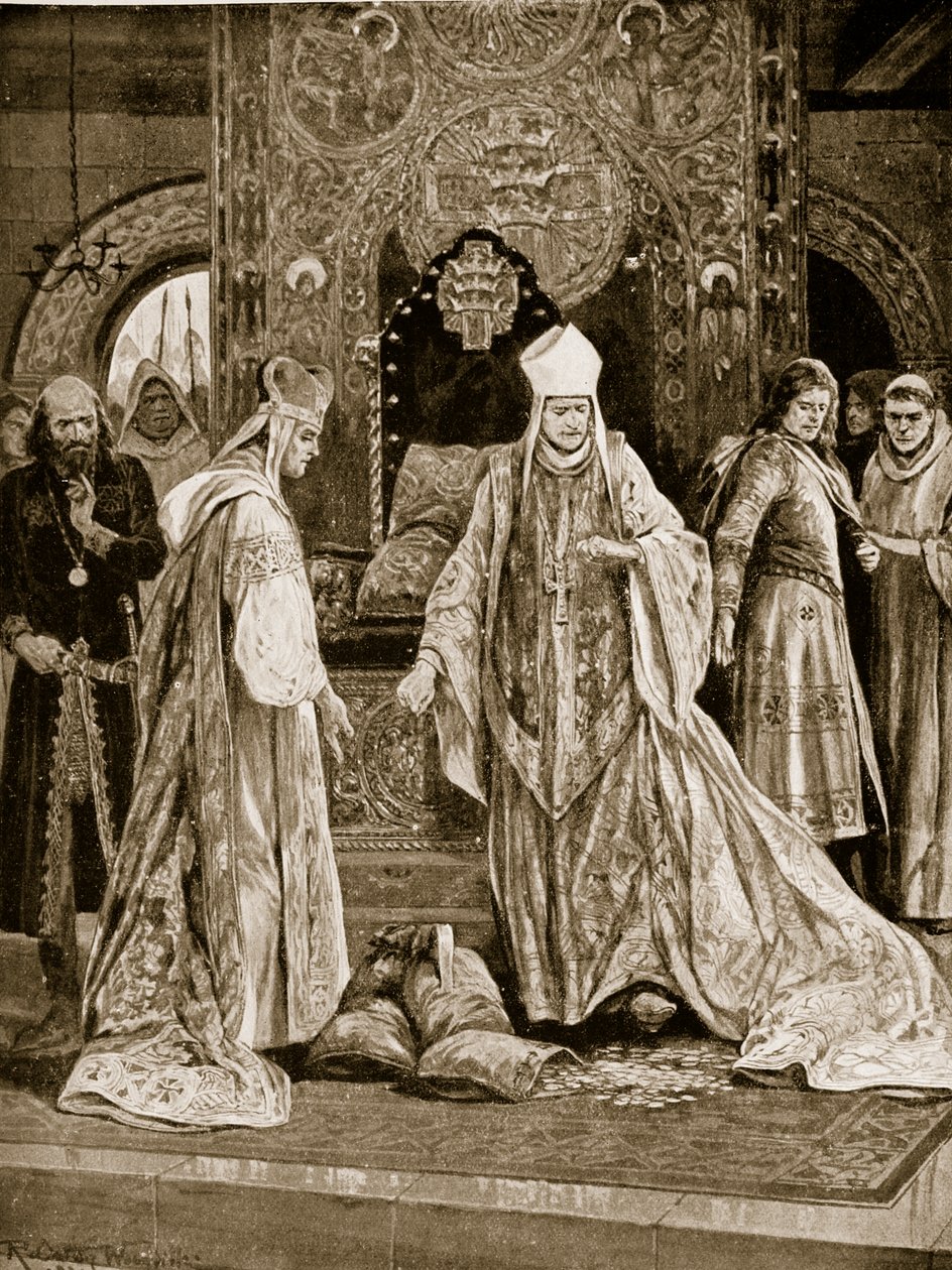 Le légat papal piétine le tribut de Jean, illustration de 