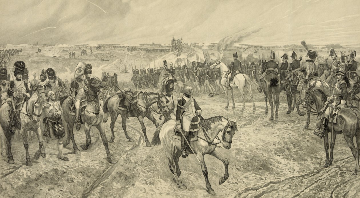Napoléon Ier avec sa Vieille Garde à Waterloo, gravé par Jules Jacquet (1841-1913) - Richard Caton Woodville