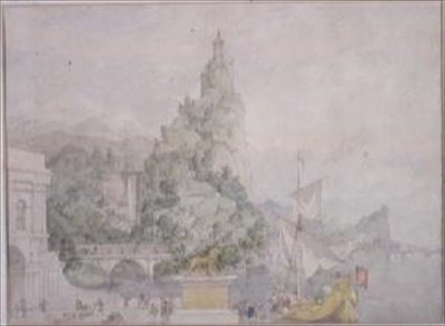 Paysage Composition: Étude pour une scène de chute pour le théâtre à Broadmoor Asylum - Richard Dadd