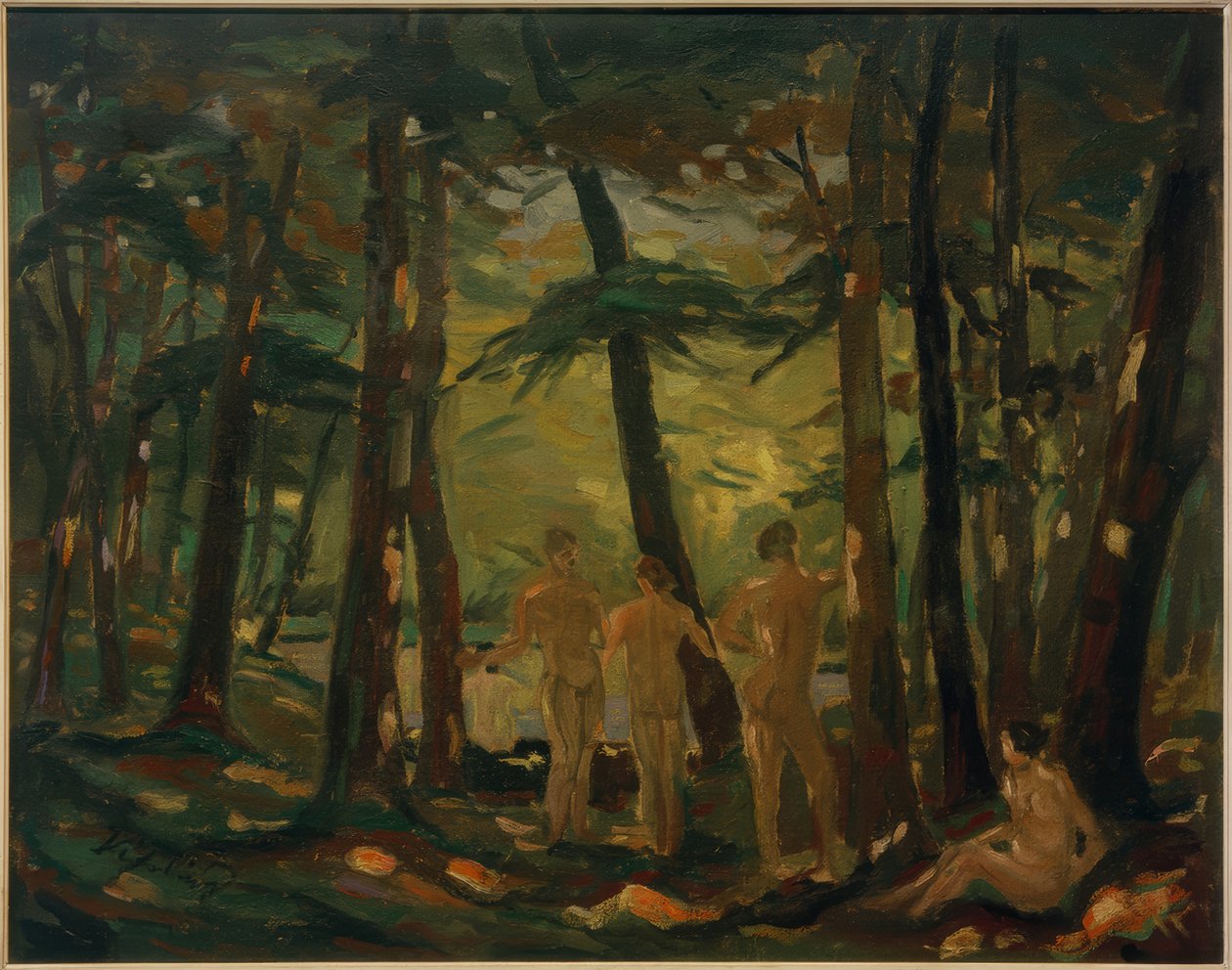 Paysage forestier avec baigneurs - Richard Kissling