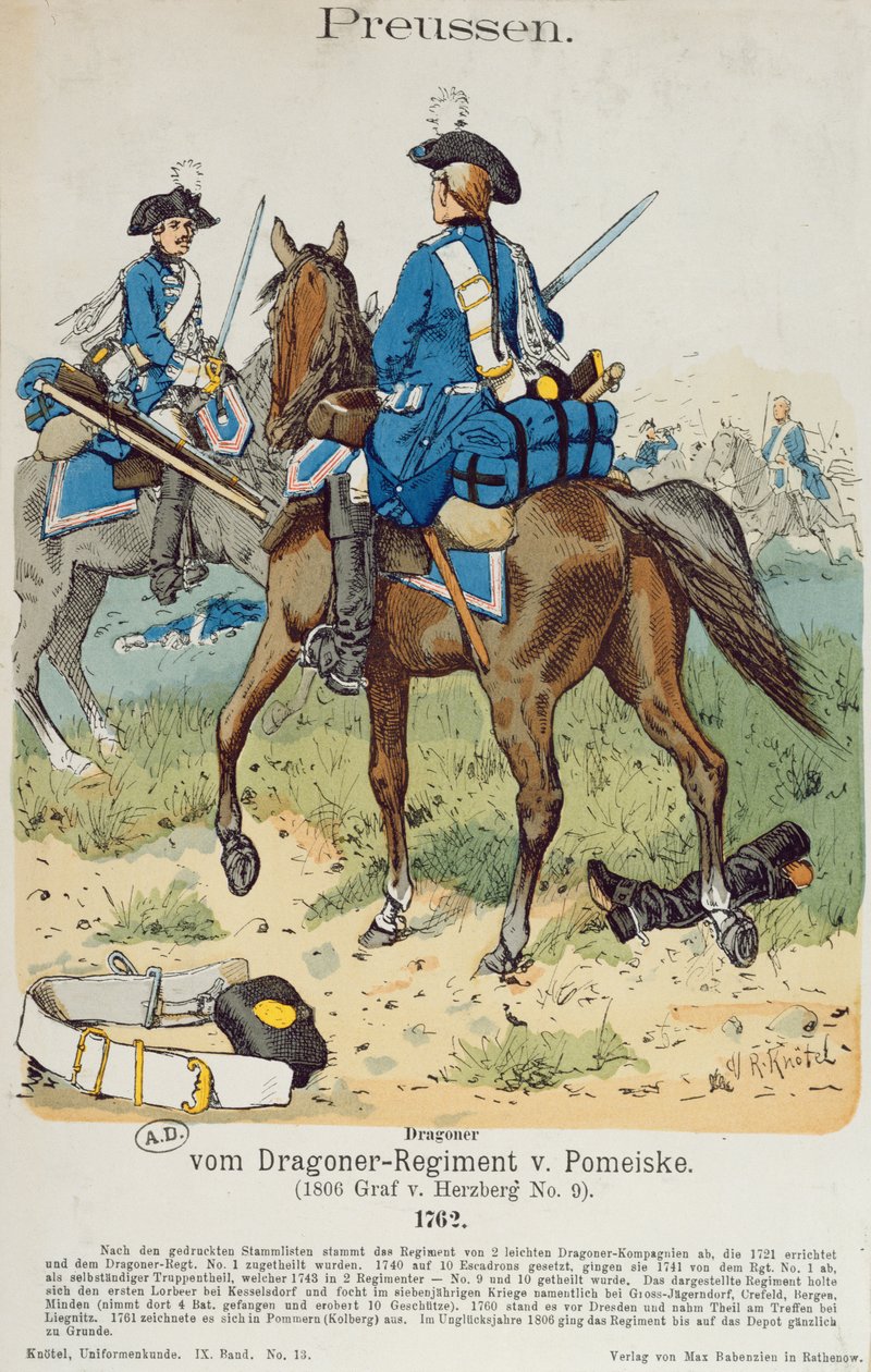 Dragons du régiment von Pomeiske en 1762, vers 1890 - Richard Knoetel