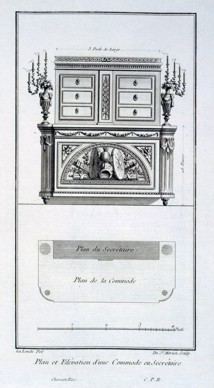 Conception pour une commode et un secrétaire, de 