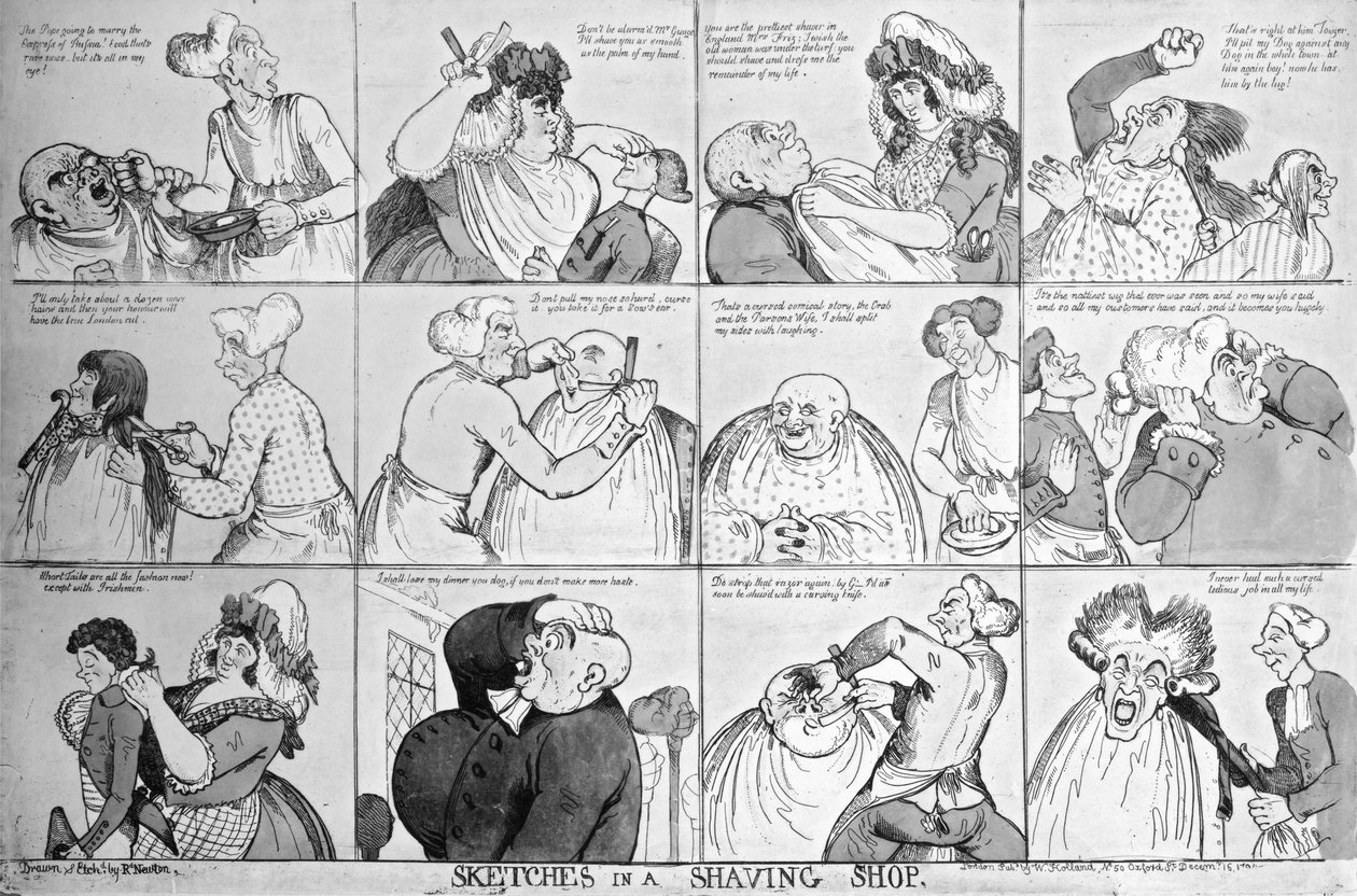 Croquis dans un salon de rasage, 1794 - Richard Newton