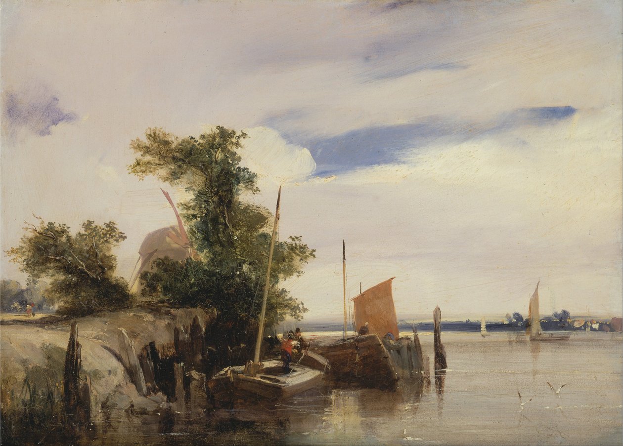 Barges sur une rivière - Richard Parkes Bonington