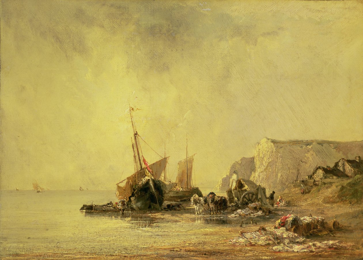Bateaux sur la côte normande, vers 1823 - Richard Parkes Bonington