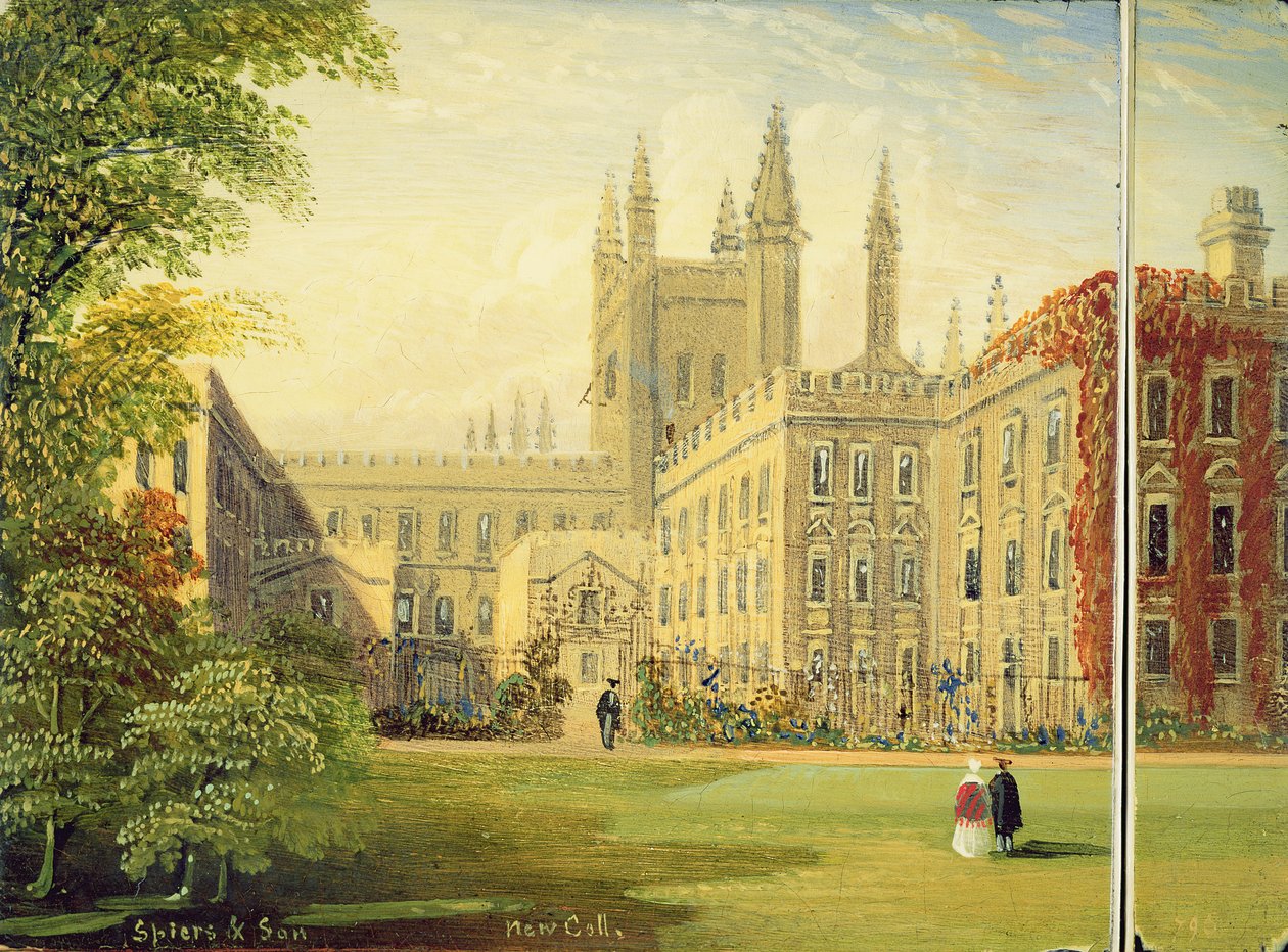 Étui à cartes victorien, avec une scène de New College, Oxford et le Garden Quad - Richard Phene and Benjamin W. Spiers