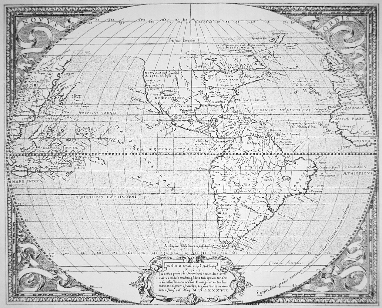 Carte du Nouveau Monde 1587 - Richard (after) Hakluyt