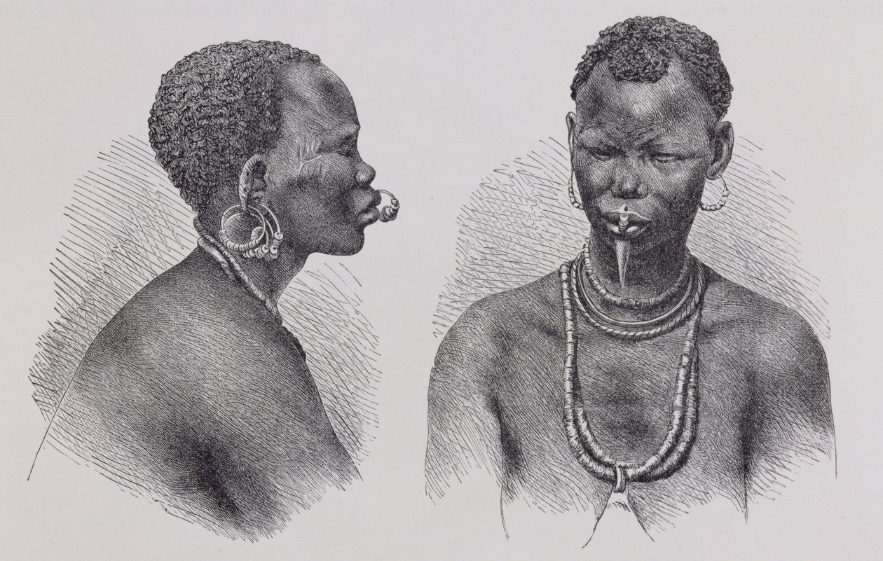 Femme Moru avec ornement de lèvre, de 