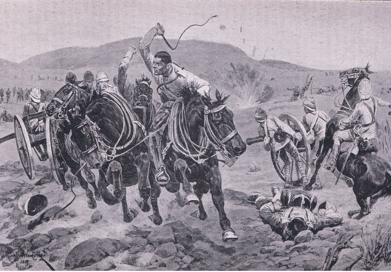 Artillerie de campagne entrant en action (litho) - Richard Caton II Woodville