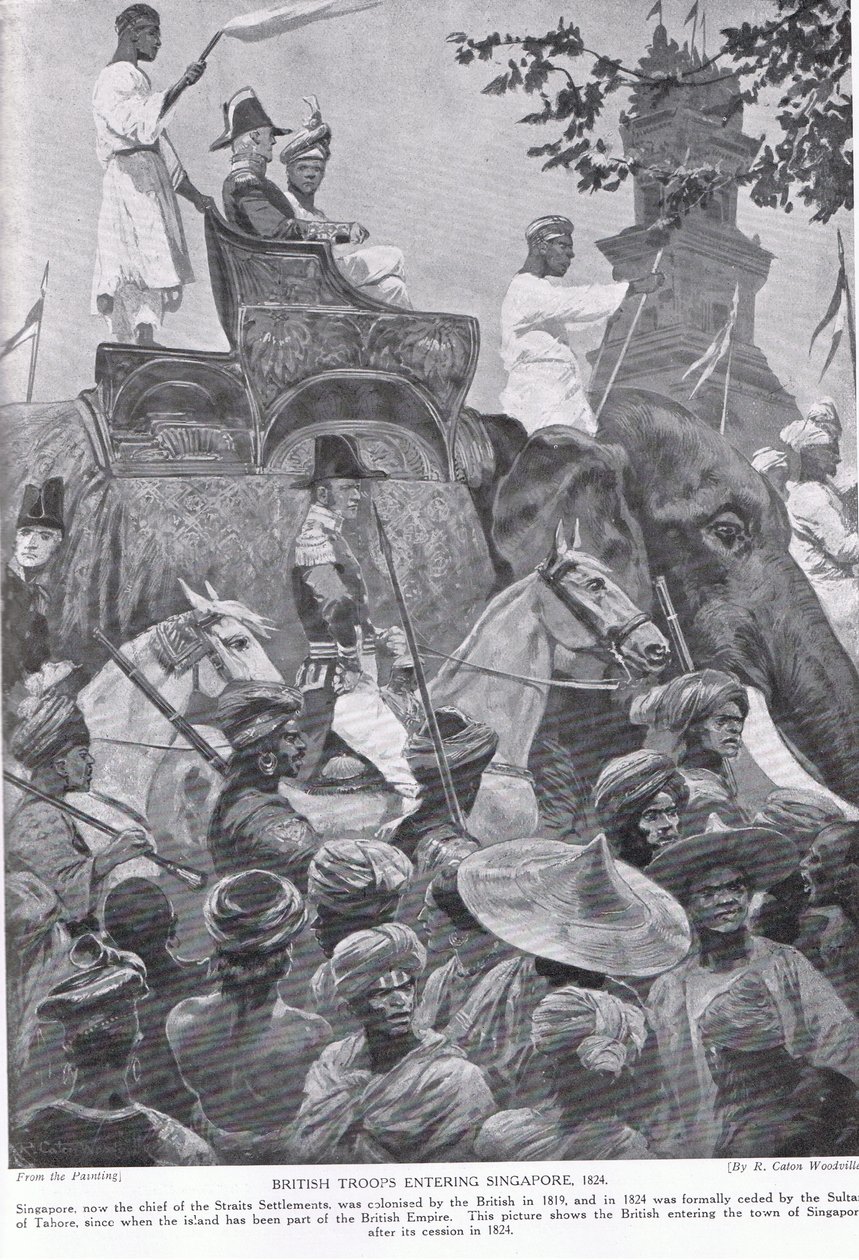 Troupes britanniques entrant à Singapour, 1824, illustration de 
