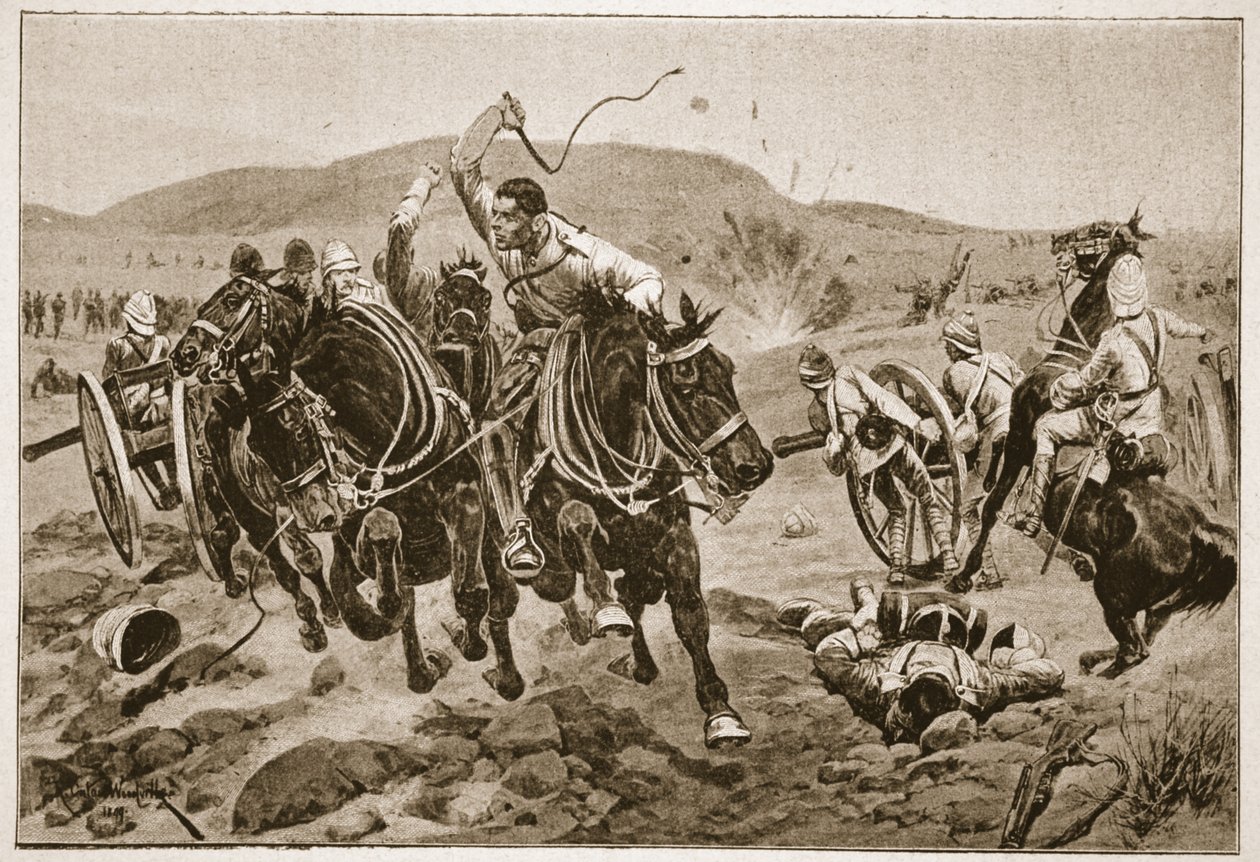 Artillerie de campagne entrant en action, illustration de 