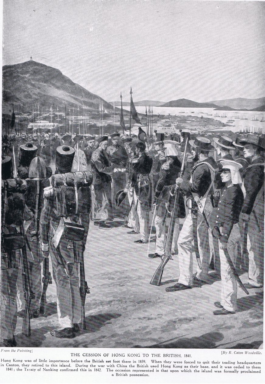 La cession de Hong Kong aux Britanniques, 1841, illustration de 