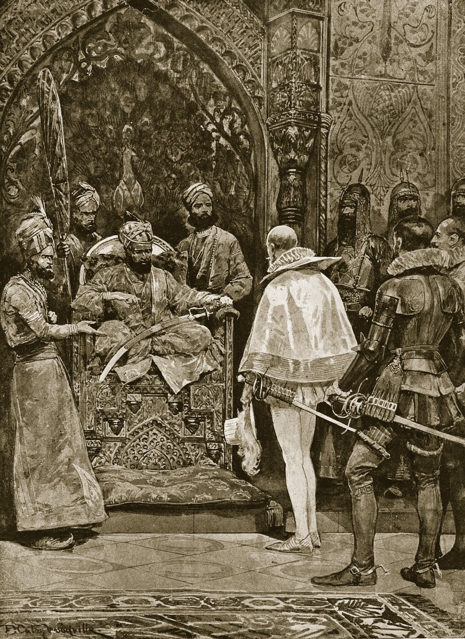 Une première ambassade anglaise en Inde, 1599, illustration de 