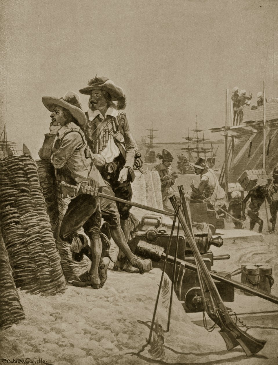 Construction du premier Fort à Madras, 1640, illustration de 