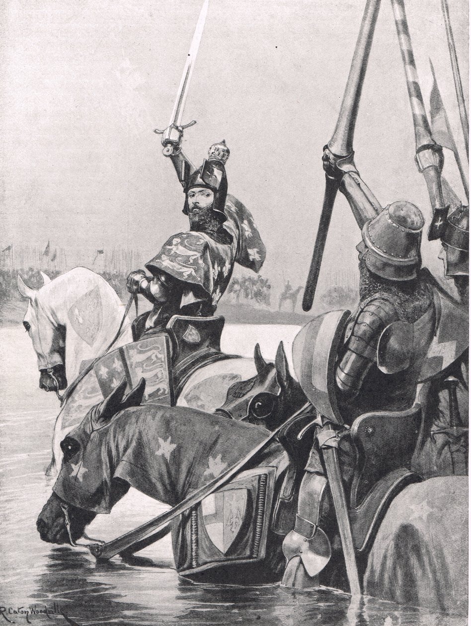 Édouard III traversant la Somme avant la bataille de Crécy, illustration de 