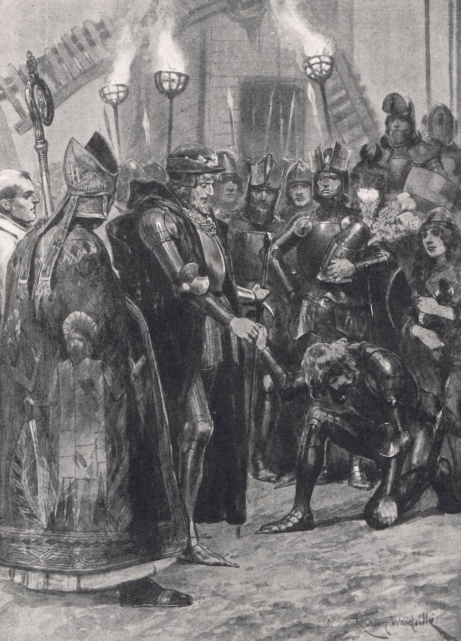 Édouard III saluant le Prince de Galles après la bataille de Crécy, illustration de 