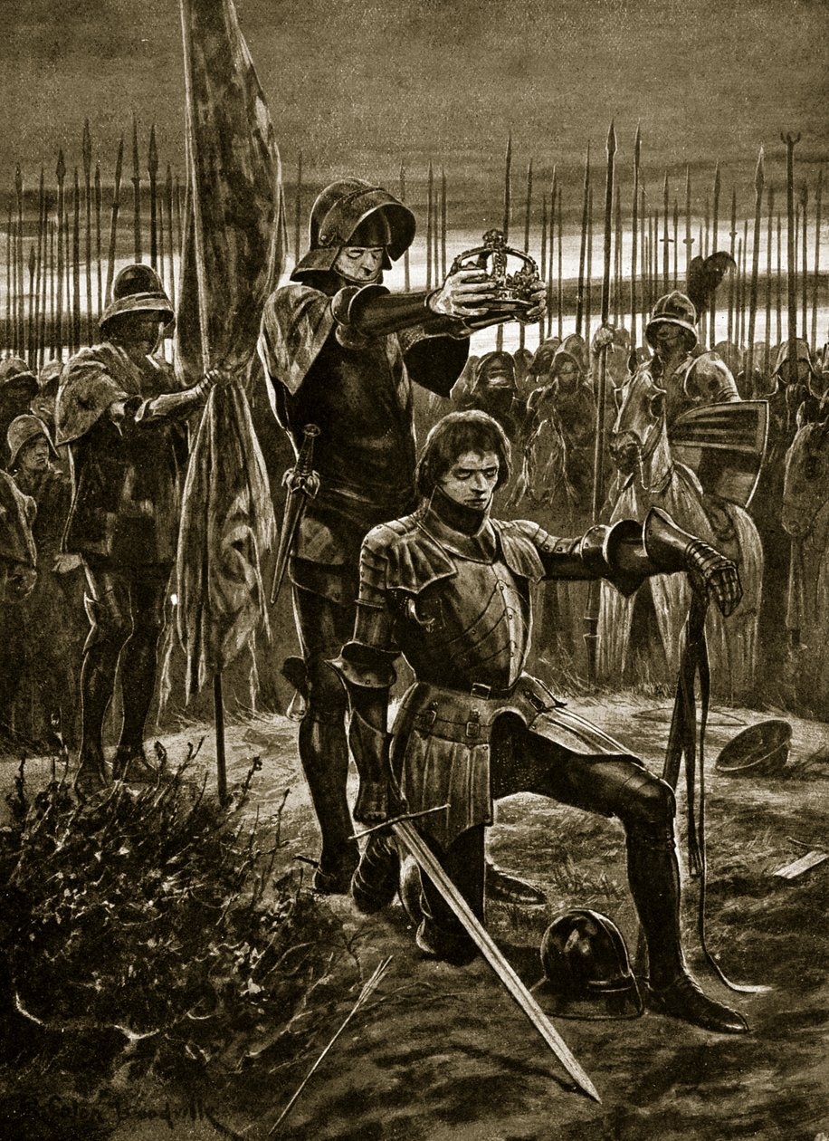 Henri VII couronné à Bosworth, illustration de 